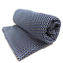 Load image into Gallery viewer, (3 Yards Cut) Poly Knit Geometric Print, Blue/Black