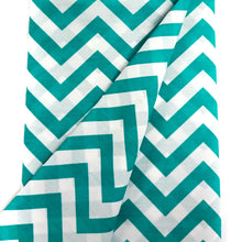 Load image into Gallery viewer, (3 Yards Cut) Poly Cotton Chevron Print Fabric, Teal