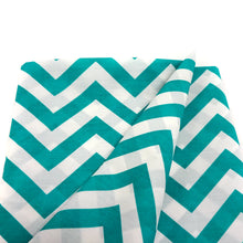 Load image into Gallery viewer, (3 Yards Cut) Poly Cotton Chevron Print Fabric, Teal