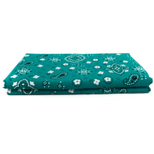 Load image into Gallery viewer, (3 Yards Cut) Poly Cotton Bandana Print Fabric, Teal