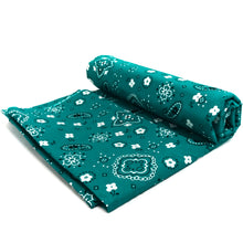 Load image into Gallery viewer, (3 Yards Cut) Poly Cotton Bandana Print Fabric, Teal