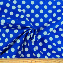 Load image into Gallery viewer, 100% Cotton Print Quilting Fabric, (3 Yards Cut), Blue/White Large Dots