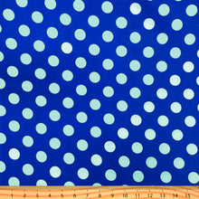 Load image into Gallery viewer, 100% Cotton Print Quilting Fabric, (8 yards pre-cut) Lapis / Aqua Big Dots.