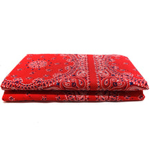 Load image into Gallery viewer, (3 Yards Cut) Soft Poly Cotton Bandana Print Fabric, Red/White+Black