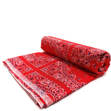 Load image into Gallery viewer, (3 Yards Cut) Soft Poly Cotton Bandana Print Fabric, Red/White+Black
