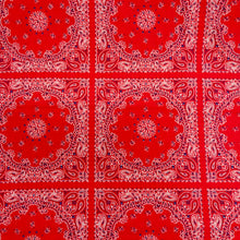 Load image into Gallery viewer, (3 Yards Cut) Soft Poly Cotton Bandana Print Fabric, Red/White+Black