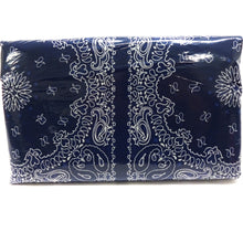 Load image into Gallery viewer, (3 Yards Cut) Soft Poly Cotton Bandana Print Fabric, Navy/White+Blue