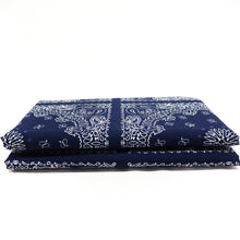 Load image into Gallery viewer, (3 Yards Cut) Soft Poly Cotton Bandana Print Fabric, Navy/White+Blue