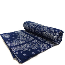 Load image into Gallery viewer, (3 Yards Cut) Soft Poly Cotton Bandana Print Fabric, Navy/White+Blue