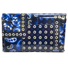 Load image into Gallery viewer, (3 Yards Cut) Soft Poly Cotton Bandana Print Fabric, Ink/White+Blue