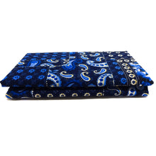 Load image into Gallery viewer, (3 Yards Cut) Soft Poly Cotton Bandana Print Fabric, Ink/White+Blue