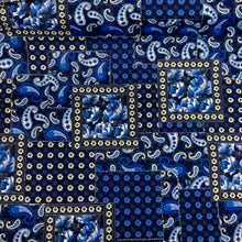 Load image into Gallery viewer, (3 Yards Cut) Soft Poly Cotton Bandana Print Fabric, Ink/White+Blue