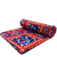 Load image into Gallery viewer, (3 Yards Cut) Soft Poly Cotton Bandana Print Fabric, Red/Blue+White