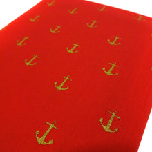 Load image into Gallery viewer, (3 Yards Cut) Soft Poly Cotton Gold Glitter Print Fabric, Red, Anchor Glitter