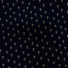 Load image into Gallery viewer, (3 Yards Cut) Soft Poly Cotton Gold Glitter Print Fabric, Black, Anchor Glitter
