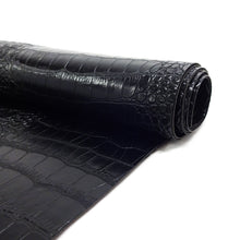 Load image into Gallery viewer, Faux Leather Upholstery Fabric, Crocodile Print, Black