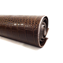 Load image into Gallery viewer, Faux Leather Upholstery Fabric, Crocodile Print, Brown