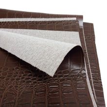 Load image into Gallery viewer, Faux Leather Upholstery Fabric, Crocodile Print, Brown