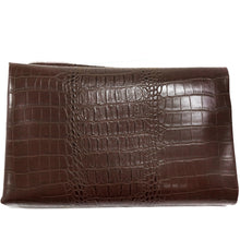 Load image into Gallery viewer, Faux Leather Upholstery Fabric, Crocodile Print, Brown