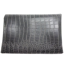Load image into Gallery viewer, Faux Leather Upholstery Fabric, Crocodile Print, Gray