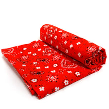 Load image into Gallery viewer, (3 Yards Cut) Poly Cotton Bandana Print Fabric, Red