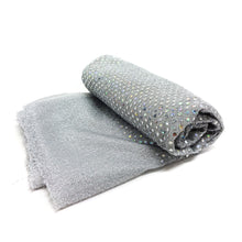 Load image into Gallery viewer, (3 Yards Cut) Spangle Sequin Glitter Knit Fabric, White Silver