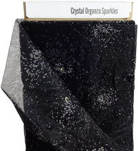 Load image into Gallery viewer, Sparkle Crystal Sheer Organza 58"/60" Wide Fabric by The Yard, Black
