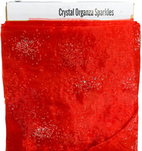 Load image into Gallery viewer, Sparkle Crystal Sheer Organza 58"/60" Wide Fabric by The Yard, Red