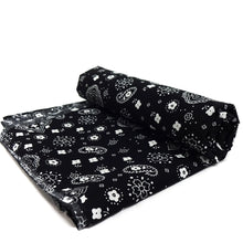 Load image into Gallery viewer, (3 Yards Cut) Poly Cotton Bandana Print Fabric, Black
