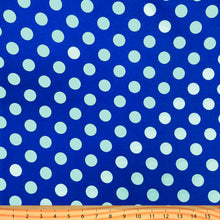 Load image into Gallery viewer, 100% Cotton Print Quilting Fabric, (8 yards pre-cut) Lapis / Aqua Big Dots.
