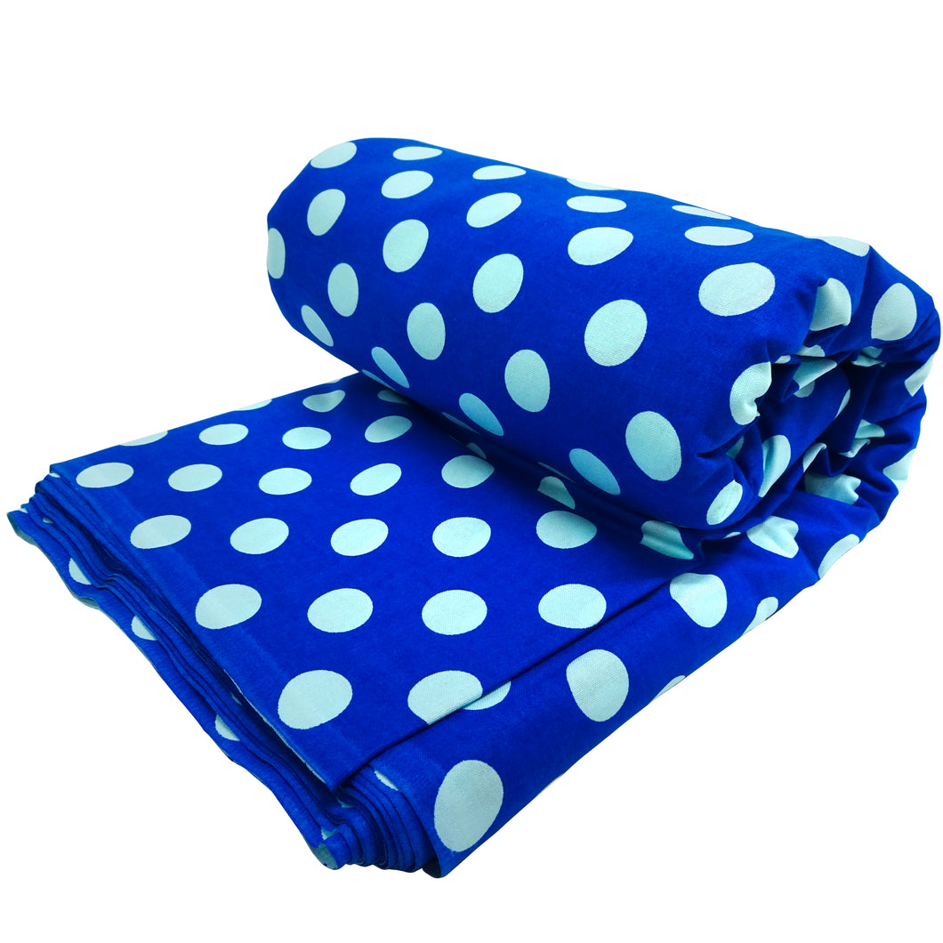 100% Cotton Print Quilting Fabric, (8 Yards Cut), Blue/White Large Dots
