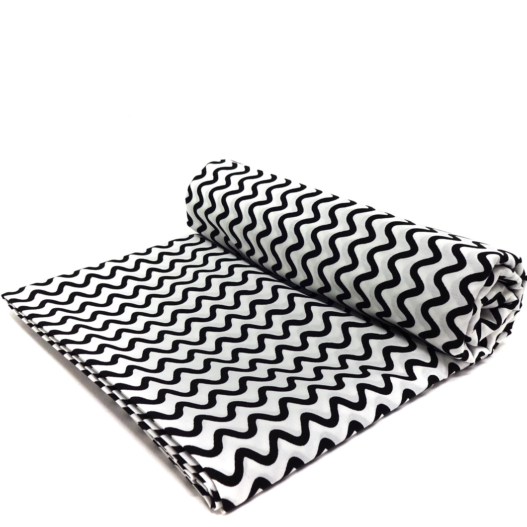 (3 Yards Cut) Soft Poly Cotton Geometric Print Fabric, White/Black