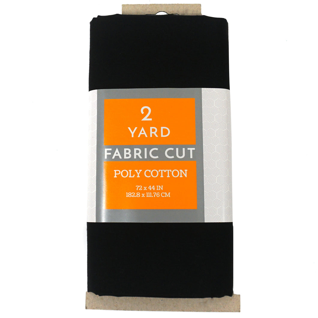 (2 Yards Cut) Craft Quilting Poly Cotton Fabric, Black