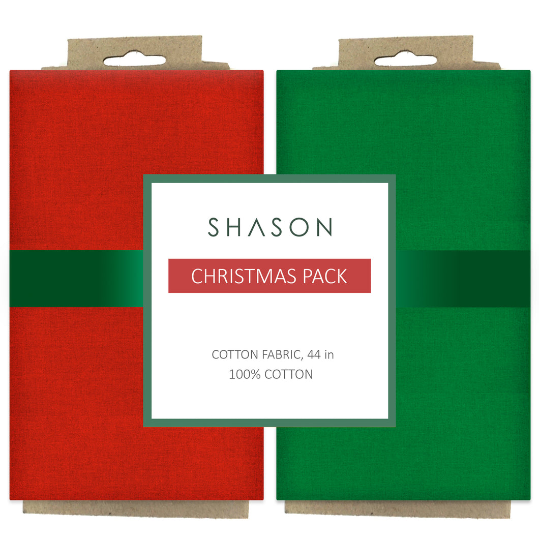 Shason Textile (3 Yards) Pack of 2 100% Cotton Theme Bundle for Crafts and Projects, Christmas Pack