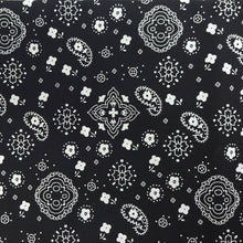 Load image into Gallery viewer, (3 Yards Cut) Poly Cotton Bandana Print Fabric, Black
