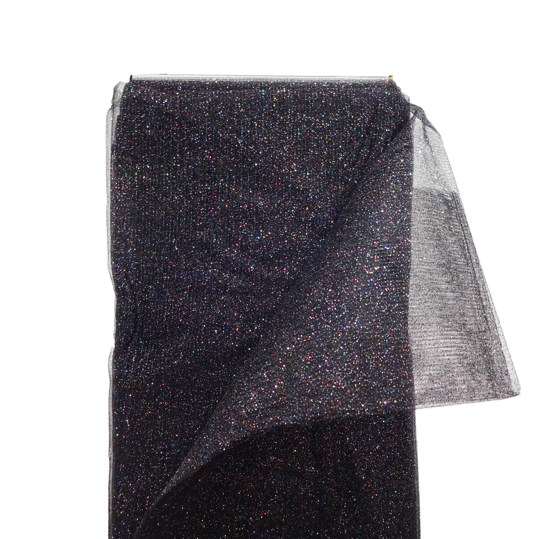 (10 Yards Cut) Polymesh Glitter Precut Fabric for Quilting Projects and Sewing, Black