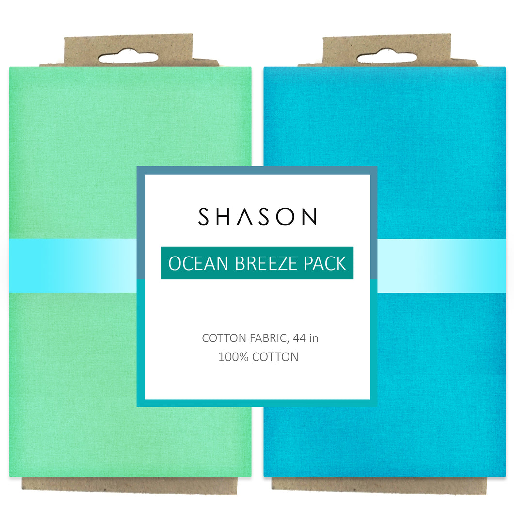 Shason Textile (3 Yards) Pack of 2 100% Cotton Theme Bundle for Crafts and Projects, Ocean Breeze Pack