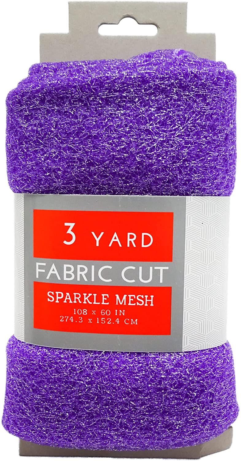 (3 Yards Cut) Polymesh Glitter Precut Fabric for Quilting Projects and Sewing, Purple